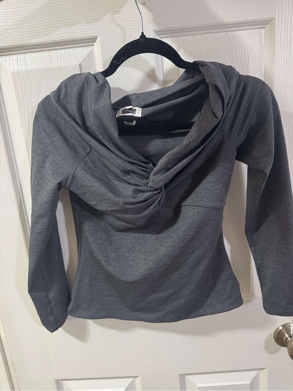 Aritzia Heather Gray Draped Cowl Neck Top